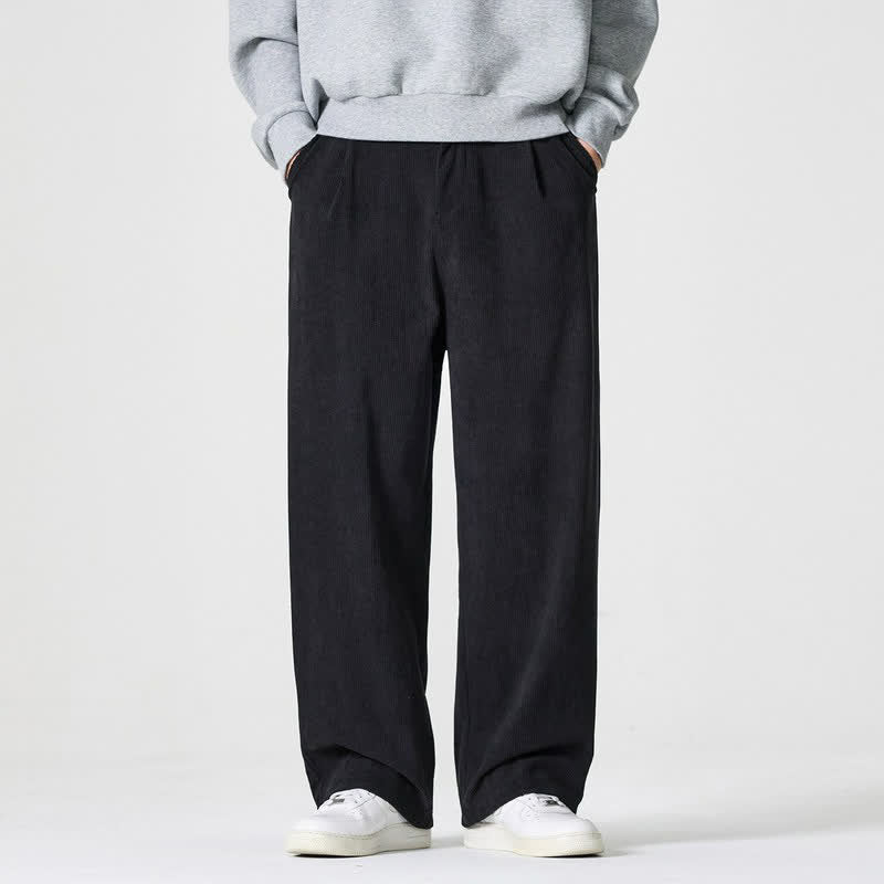 Buddha Stones Pantalon d'automne-hiver décontracté, coupe droite, fermeture éclair, avec poches - Noir - US/UK/AU46, EU56 (5XL) - image 8