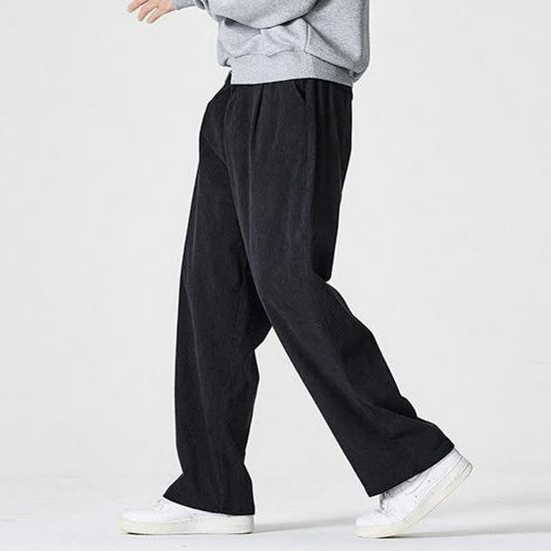 Buddha Stones Pantalon d'automne-hiver décontracté, coupe droite, fermeture éclair, avec poches - image 11