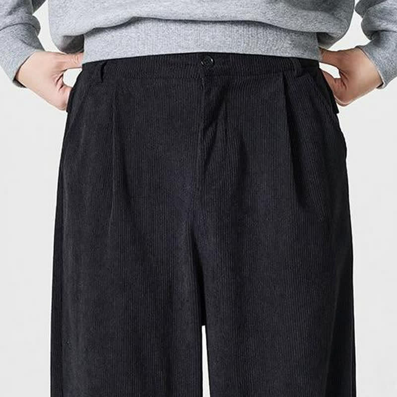 Buddha Stones Pantalon d'automne-hiver décontracté, coupe droite, fermeture éclair, avec poches - image 14