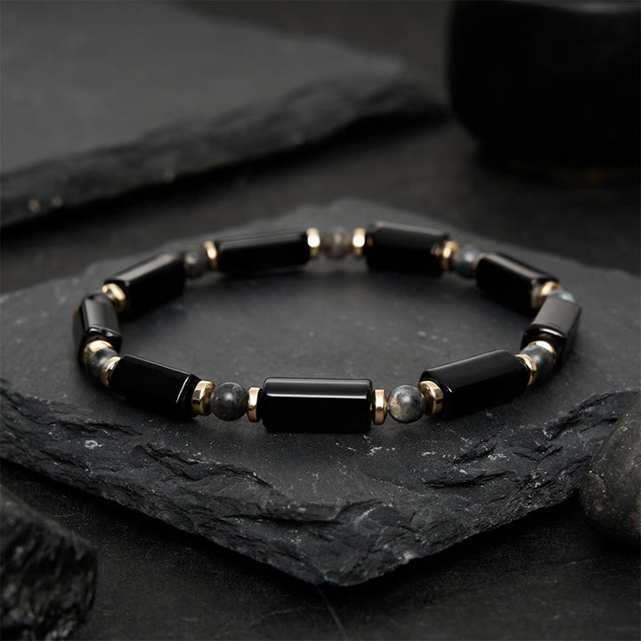 Buddha Stones Bracelet de protection en onyx noir avec perle en cuivre - image 2