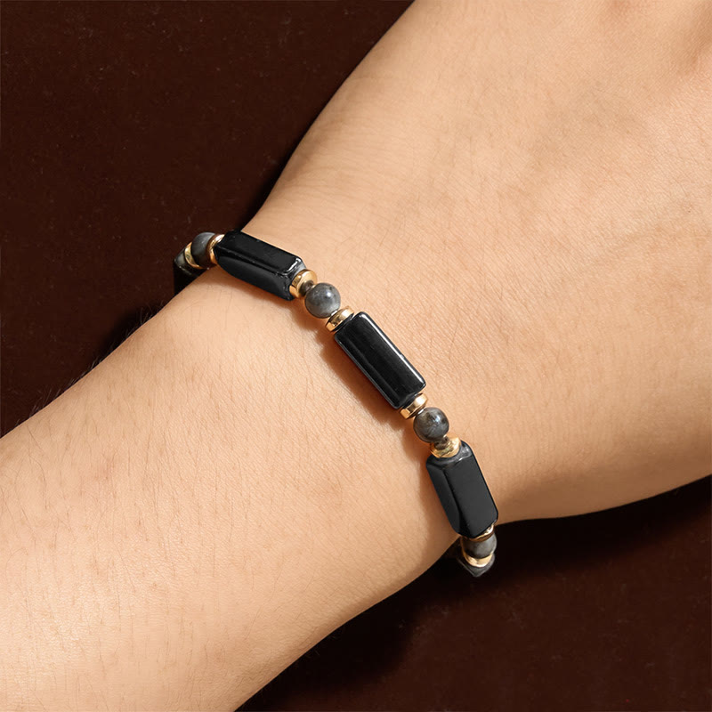 Buddha Stones Bracelet de protection en onyx noir avec perle en cuivre - image 11