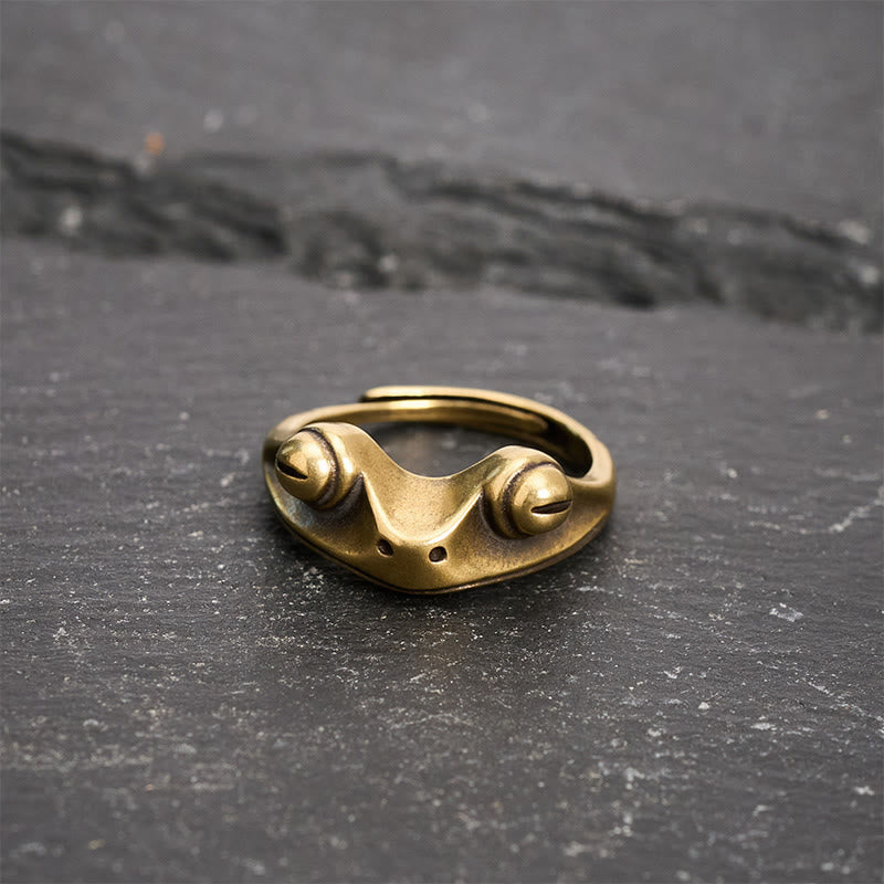 Buddha Stones Bague ajustable vintage en laiton Feng Shui, symbole de prospérité et de grenouille - image 3