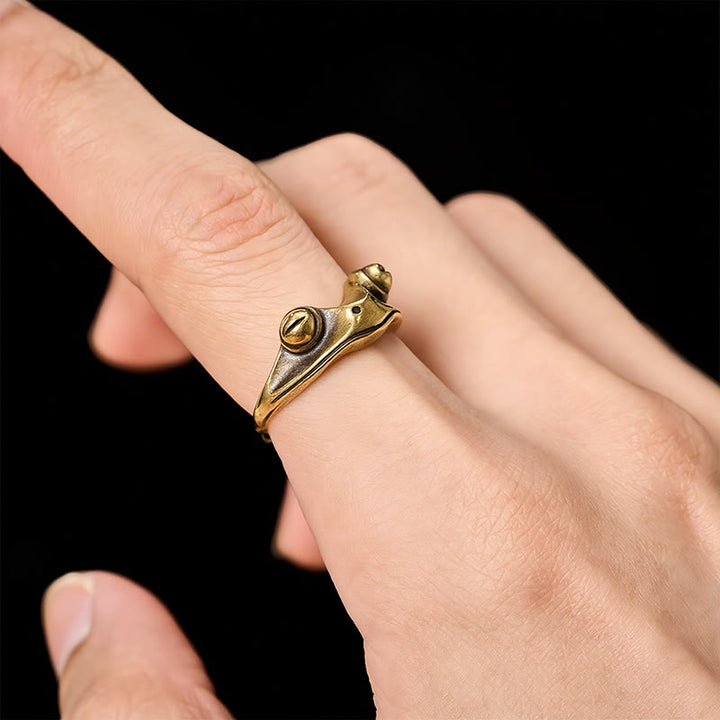 Buddha Stones Bague ajustable vintage en laiton Feng Shui, symbole de prospérité et de grenouille - image 8