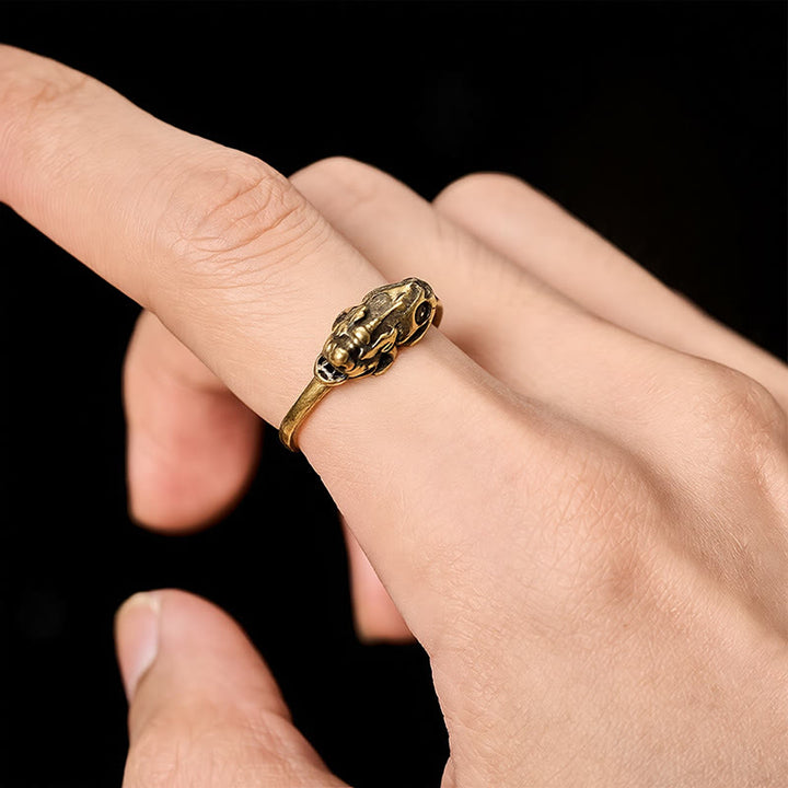 Buddha Stones Bague ajustable Pixiu en laiton, symbole de richesse et de bon augure - image 8