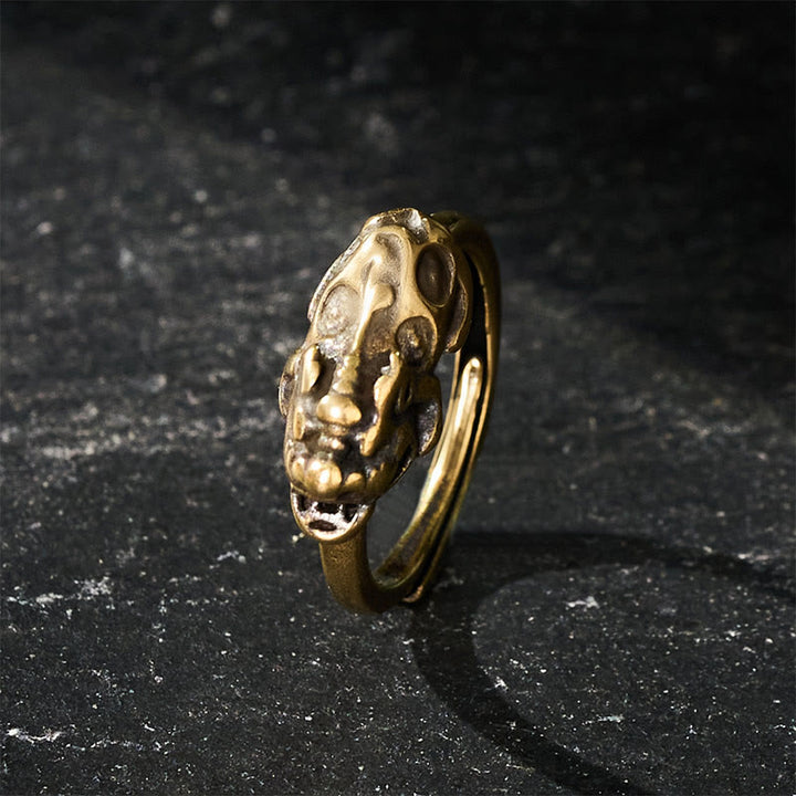 Buddha Stones Bague ajustable Pixiu en laiton, symbole de richesse et de bon augure - image 2