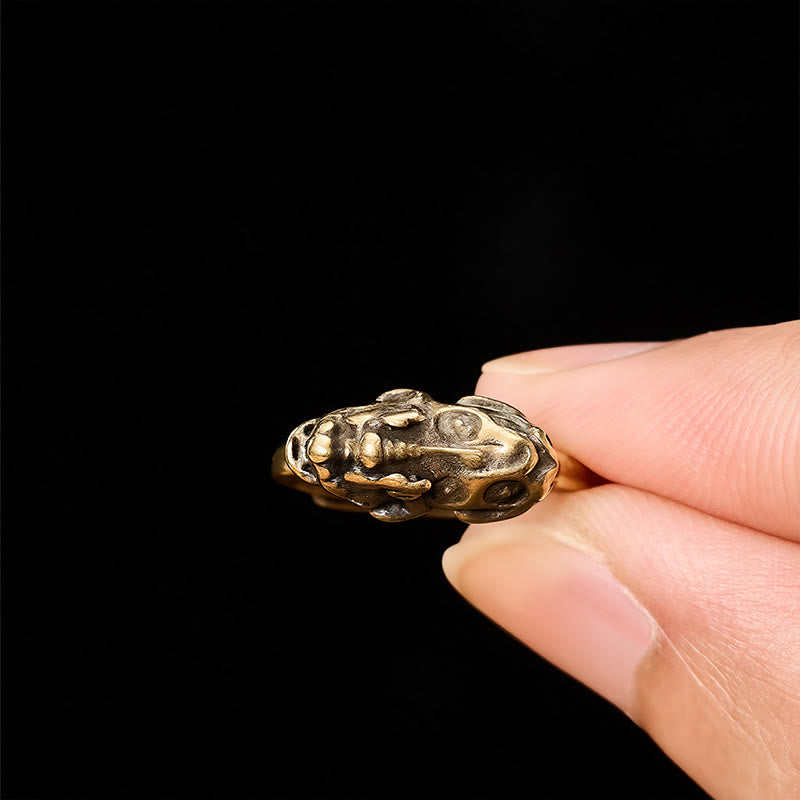 Buddha Stones Bague ajustable Pixiu en laiton, symbole de richesse et de bon augure - image 4