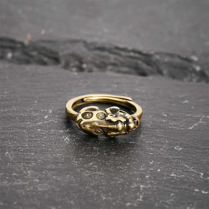Buddha Stones Bague ajustable Pixiu en laiton, symbole de richesse et de bon augure - image 3