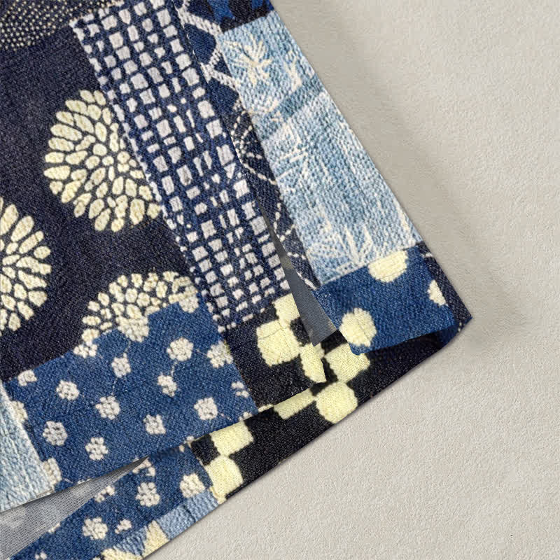 Buddha Stones Kimono homme ouvert sur le devant, en coton à motif patchwork floral vintage. - image 4