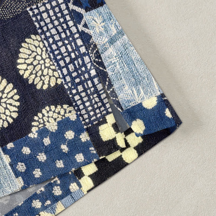 Buddha Stones Kimono homme ouvert sur le devant, en coton à motif patchwork floral vintage. - image 4