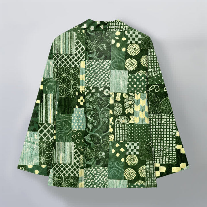 Buddha Stones Kimono homme ouvert sur le devant, en coton à motif patchwork floral vintage. - image 11