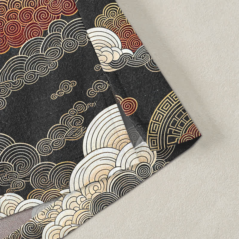 Buddha Stones Kimono pour homme en coton à motif de marée nuageuse porte-bonheur, ouvert sur le devant - image 4