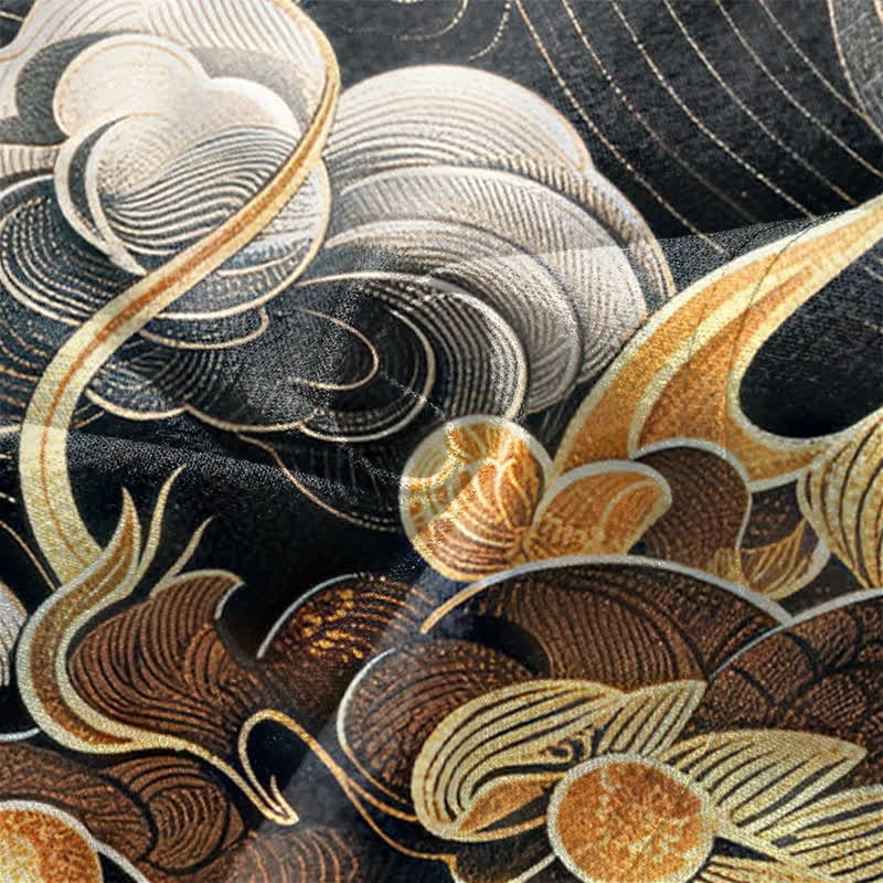 Buddha Stones Kimono pour homme en coton à motif de dragon, nuage et mer, ouvert sur le devant. - image 5