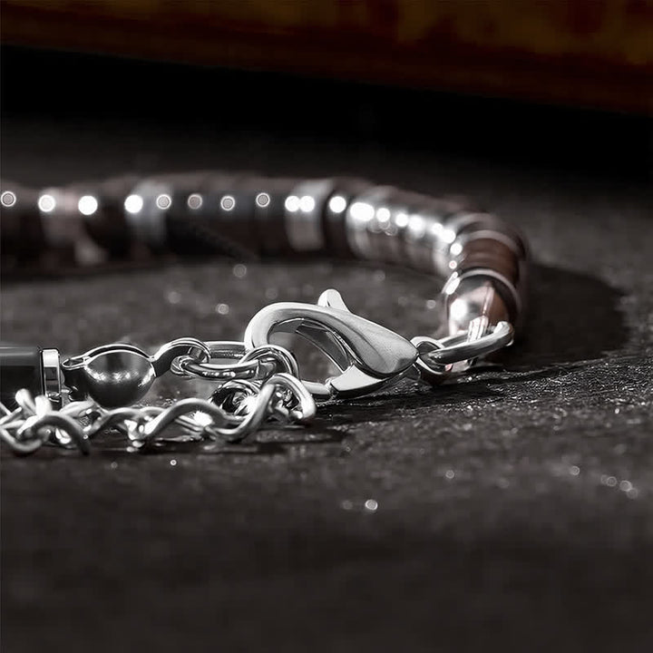 Buddha Stones Bracelet de protection avec perle d'espacement cylindrique givrée en onyx noir - image 13