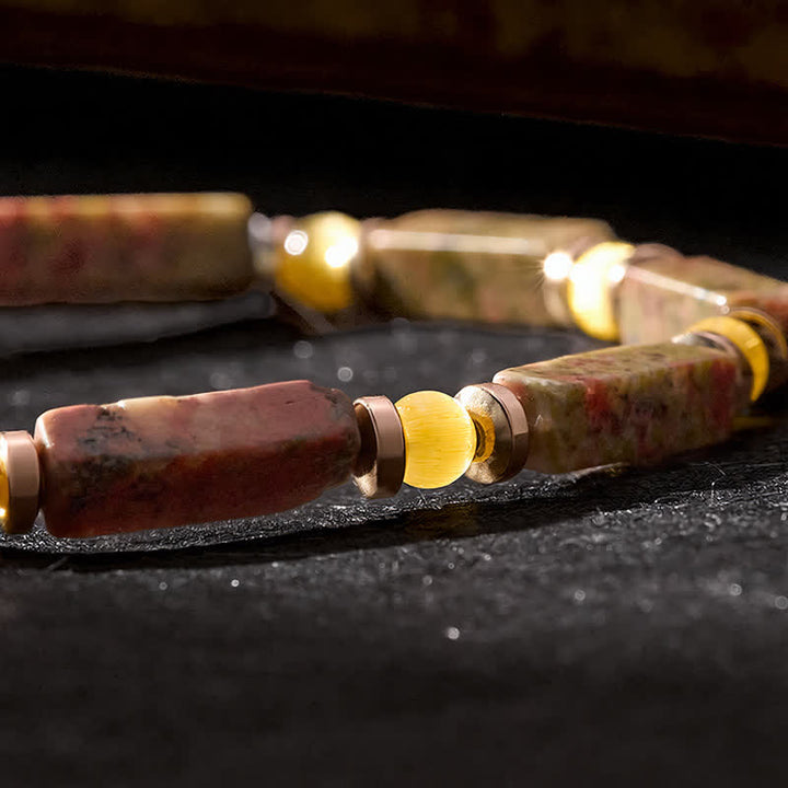 Buddha Stones Bracelet extensible rectangulaire en perles d'unakite Balance - image 5
