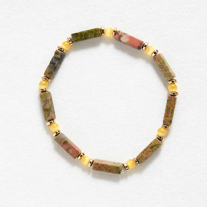 Buddha Stones Bracelet extensible rectangulaire en perles d'unakite Balance - image 4