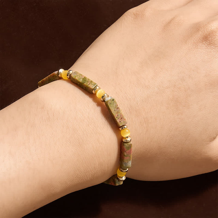 Buddha Stones Bracelet extensible rectangulaire en perles d'unakite Balance - image 3