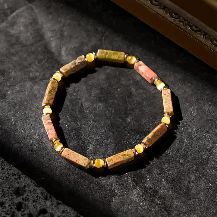 Buddha Stones Bracelet extensible rectangulaire en perles d'unakite Balance - image 2