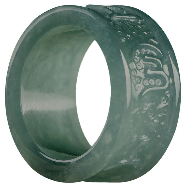 Bague de prospérité sculptée en jade naturel Om Mani Padme Hum avec Buddha Stones - image 9