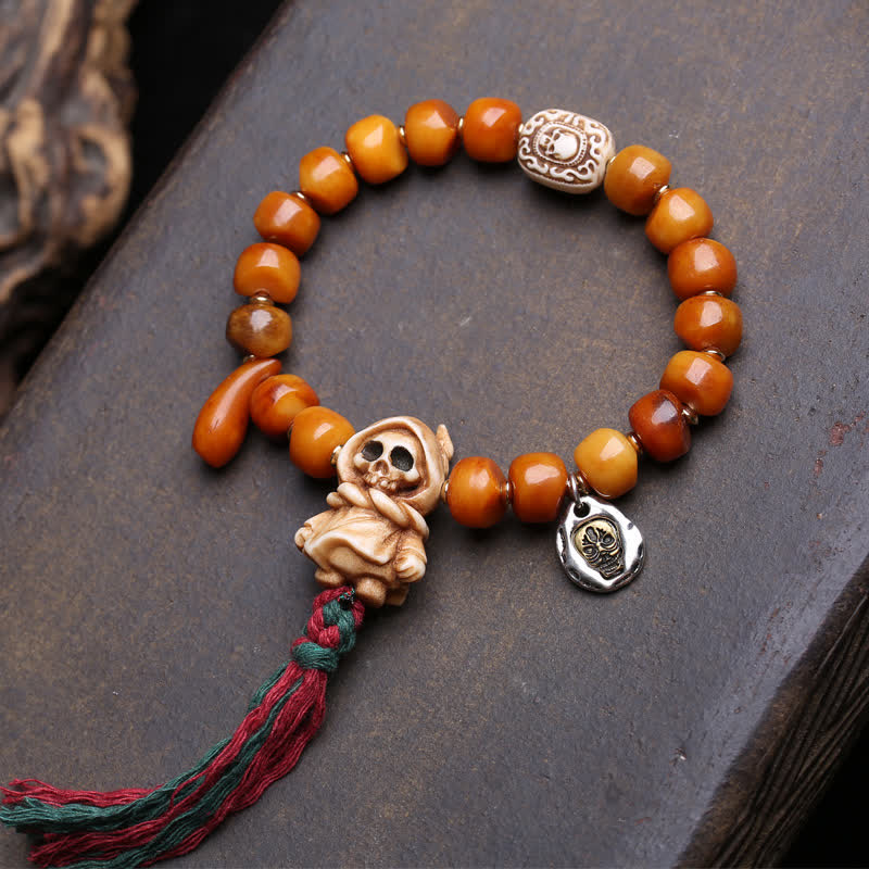 Buddha Stones Bracelet de perles d'os Seigneur de la Forêt des Cadavres, Force et Protection - Seigneur de la Forêt des Cadavres - 10×7 mm - image 0