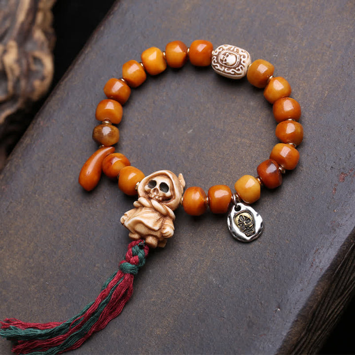 Buddha Stones Bracelet de perles d'os Seigneur de la Forêt des Cadavres, Force et Protection - Seigneur de la Forêt des Cadavres - 10×7 mm - image 0