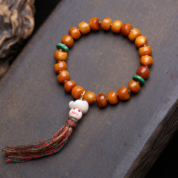 Buddha Stones Bracelet de perles d'os Seigneur de la Forêt des Cadavres, Force et Protection - Perles d'espacement vertes - 10×7 mm - image 5