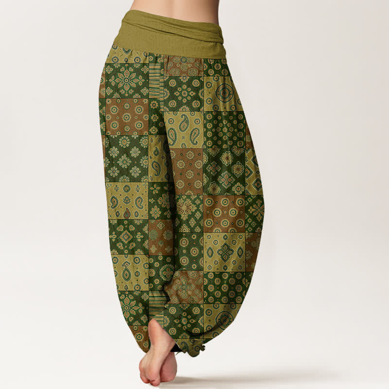 Buddha Stones Pantalon harem bohème en coton patchwork à motif cachemire et taille élastique pour femme - image 10