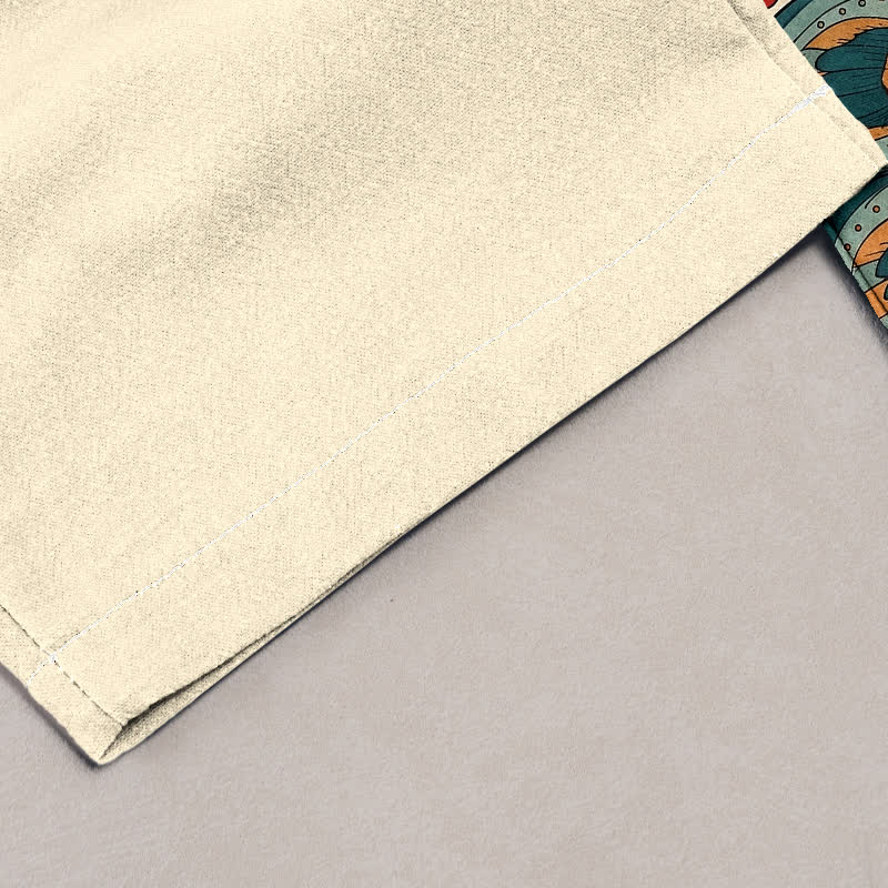 Buddha Stones Pantalon pour femme en pur coton, élégant, à motif floral bohème, taille élastique et poches. - image 1