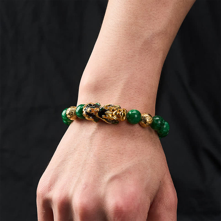 Buddha Stones Bracelet de guérison PiXiu en perles de jade cyan naturel à changement de couleur - image 3