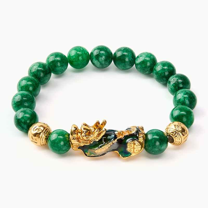 Buddha Stones Bracelet de guérison PiXiu en perles de jade cyan naturel à changement de couleur - image 5