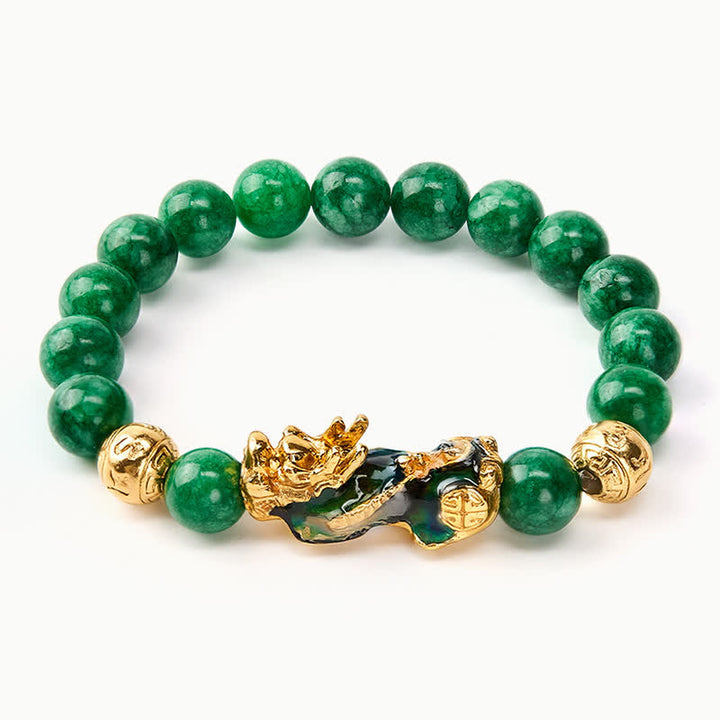 Buddha Stones Bracelet de guérison PiXiu en perles de jade cyan naturel à changement de couleur - image 5