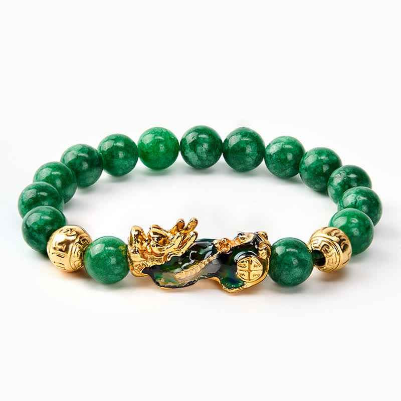 Buddha Stones Bracelet de guérison PiXiu en perles de jade cyan naturel à changement de couleur - Jade Cyan (Calme♥Harmonie) - image 0