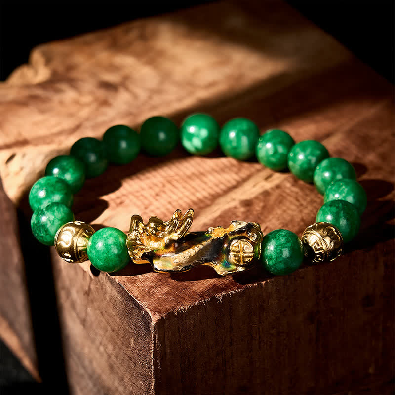 Buddha Stones Bracelet de guérison PiXiu en perles de jade cyan naturel à changement de couleur - image 2