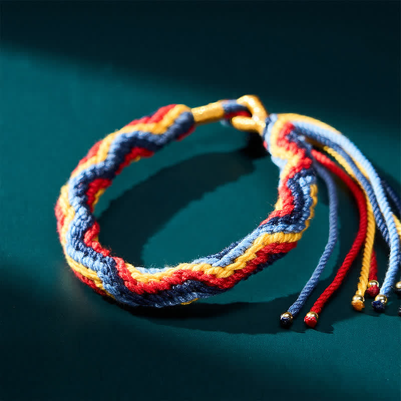 Buddha Stones Bracelet de guérison en corde tibétaine multicolore tissée à la main - Multicolore (Tour de poignet : 15-19 cm) - image 0