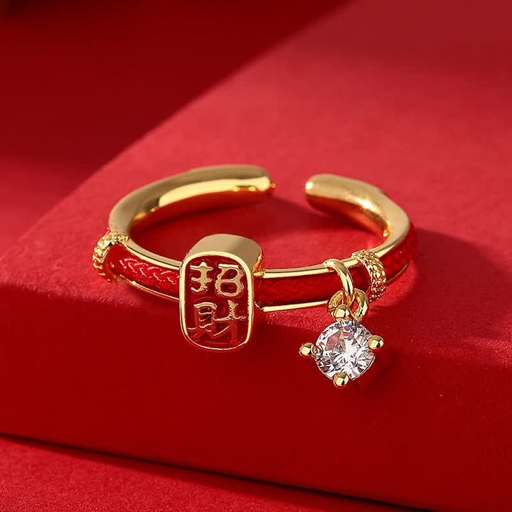 Buddha Stones Bague porte-bonheur en alliage de cuivre avec fil rouge - image 2