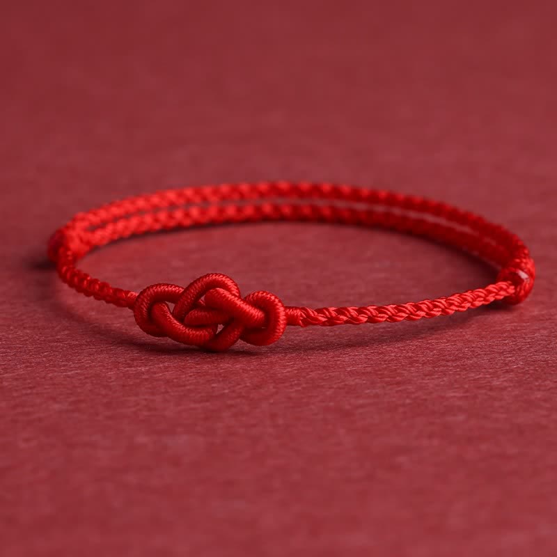 Buddha Stones Bracelet de cheville minimaliste rouge à nœuds chinois, symbole de prospérité - image 9