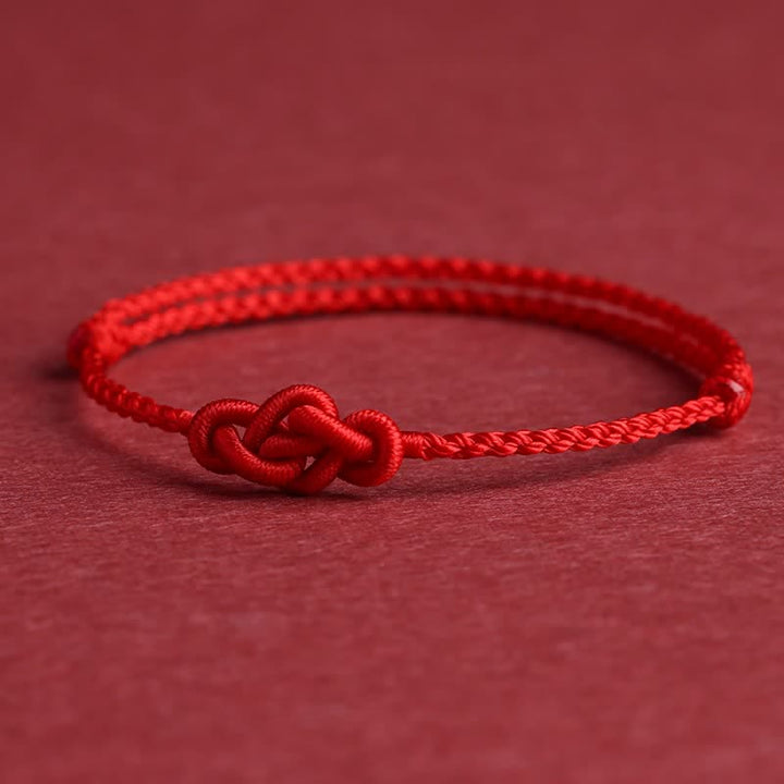 Buddha Stones Bracelet de cheville minimaliste rouge à nœuds chinois, symbole de prospérité - image 9