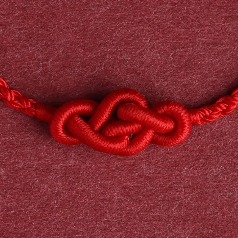 Buddha Stones Bracelet de cheville minimaliste rouge à nœuds chinois, symbole de prospérité - image 11