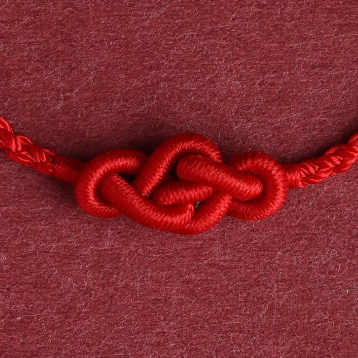 Buddha Stones Bracelet de cheville minimaliste rouge à nœuds chinois, symbole de prospérité - image 11