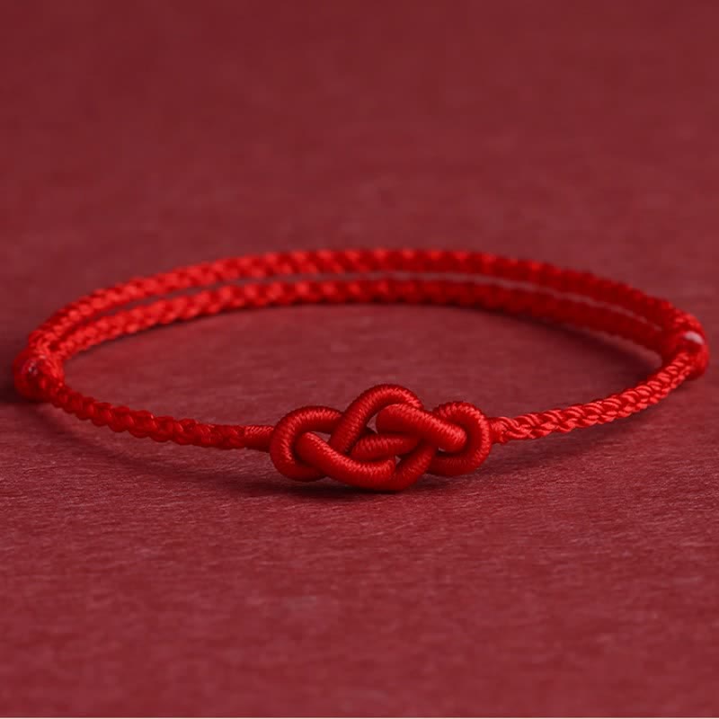 Buddha Stones Bracelet de cheville minimaliste rouge à nœuds chinois, symbole de prospérité - Bracelet rouge (Tour de poignet : 14 à 18 cm) - image 8
