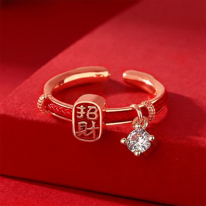 Buddha Stones Bague porte-bonheur en alliage de cuivre avec fil rouge - image 9