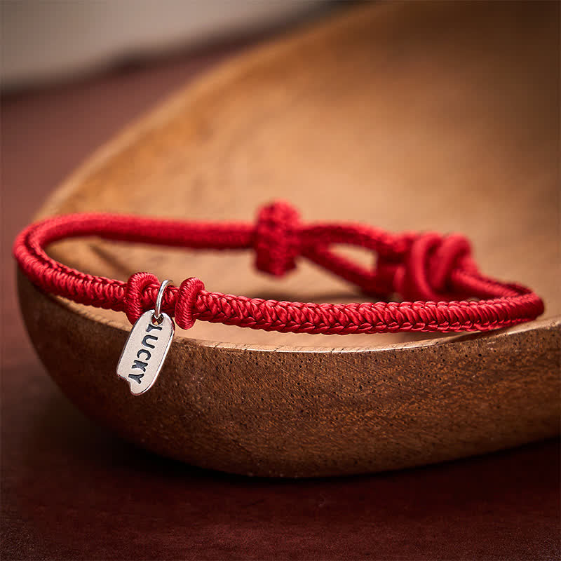 Buddha Stones Bracelet porte-bonheur ajustable en fil rouge tressé à la main - image 8