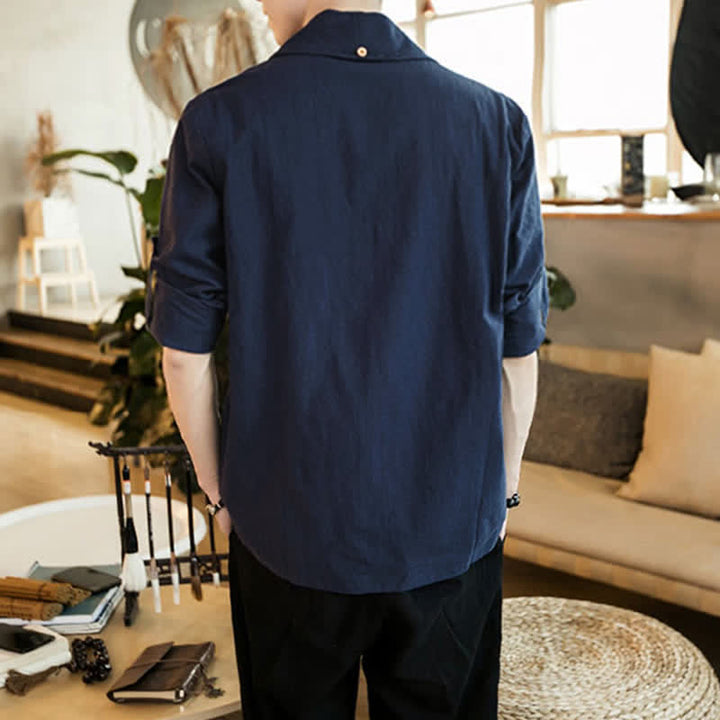 Buddha Stones Kimono homme uni, minimaliste et décontracté, idéal pour le printemps et l'automne - image 3