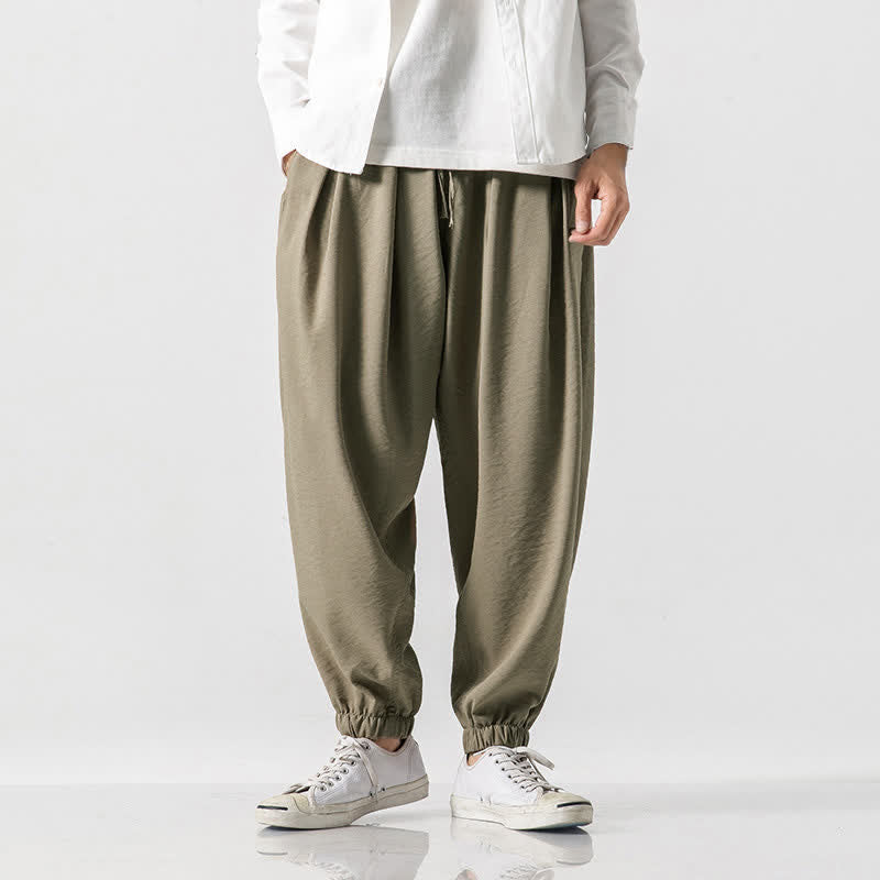 Buddha Stones Pantalon court uni à cordon de serrage, coupe fuselée, avec poches, idéal pour le printemps et l'été. - Tanné - US/UK/AU46, EU56 (5XL) - image 0