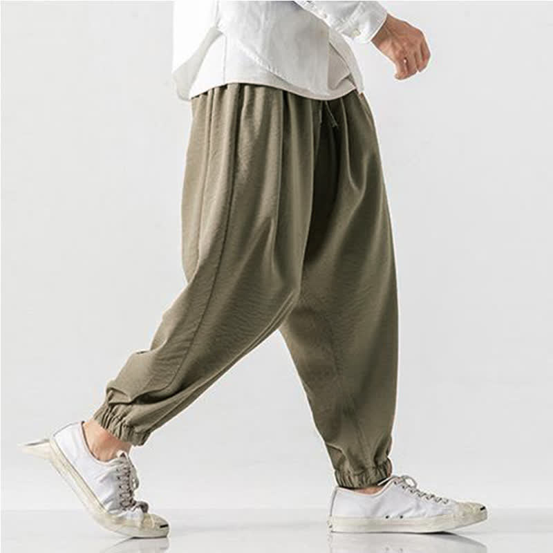 Buddha Stones Pantalon court uni à cordon de serrage, coupe fuselée, avec poches, idéal pour le printemps et l'été. - image 1