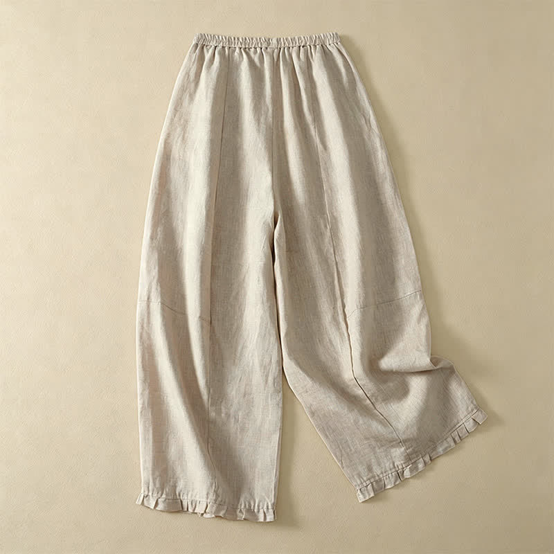 Buddha Stones Pantalon basique printemps-été, simple, uni, longueur cheville, coupe droite, avec poches - image 1