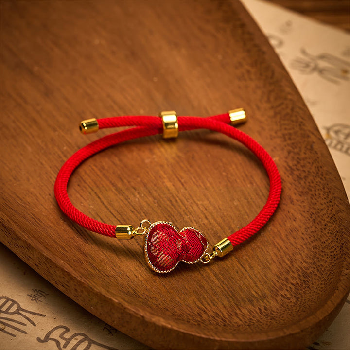 Buddha Stones Bracelet de protection en brocart de gourde Red String Song - image 1