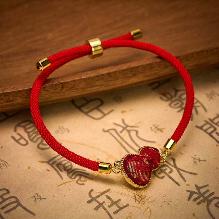 Buddha Stones Bracelet de protection en brocart de gourde Red String Song - image 2