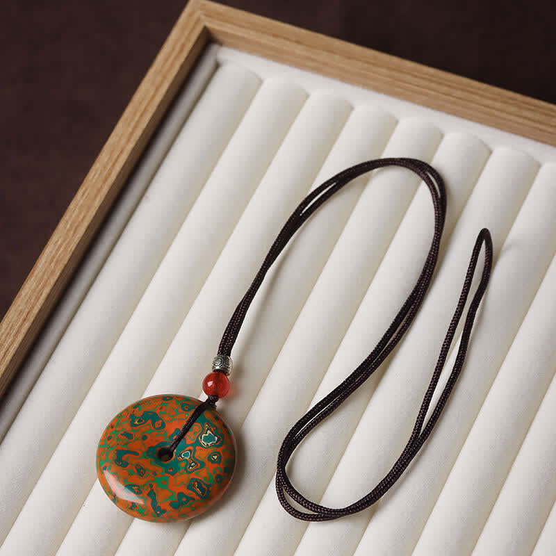 Buddha Stones Collier pendentif en cordon tressé avec boucle de la paix - Motif aléatoire de couleur orange - image 7