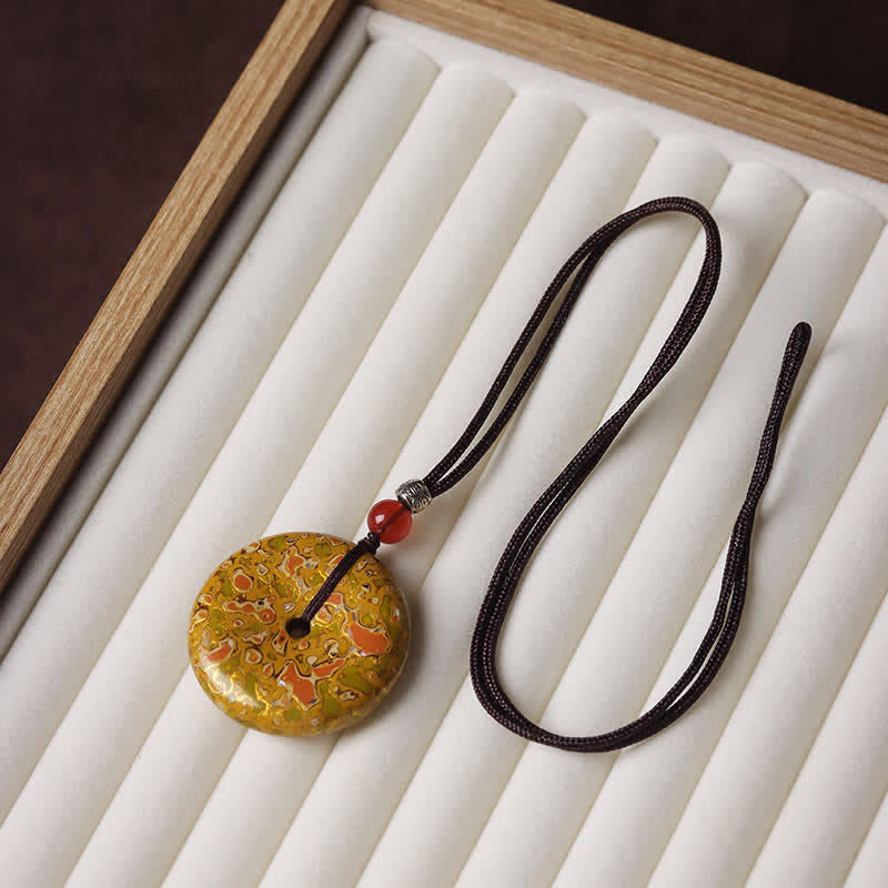 Buddha Stones Collier pendentif en cordon tressé avec boucle de la paix - Motif aléatoire de couleur jaune - image 3