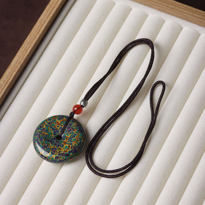 Buddha Stones Collier pendentif en cordon tressé avec boucle de la paix - Motif aléatoire de couleur verte - image 6